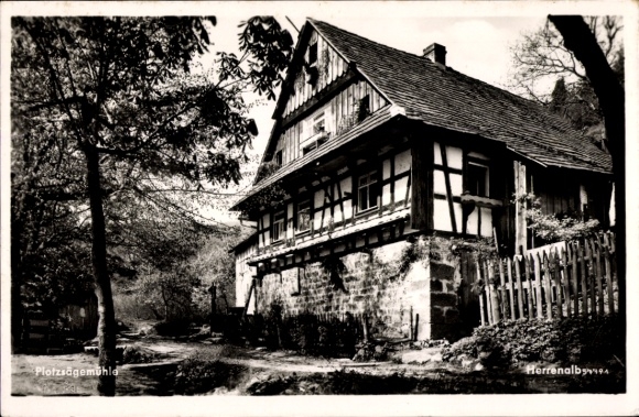 Postcard Loffenau Baden Württemberg, forest restoration Plotzsägemühle