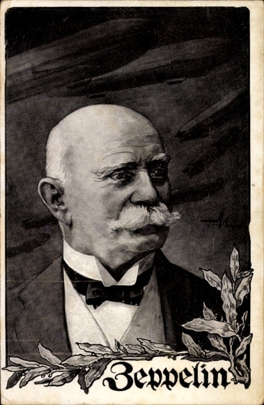 Ansichtkaart Ferdinand Graf von Zeppelin, portret, Duitse Luchtvlootvereniging