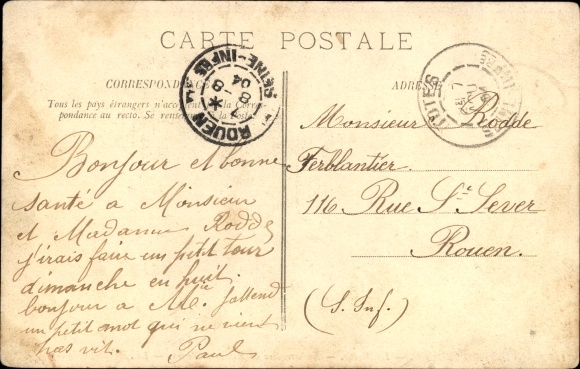 Postcard La Bouille Seine Maritime, Rouen boat dock