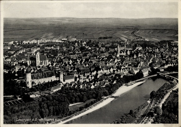 Ak Lauingen aan de Donau Schwäbische Alb, luchtfoto