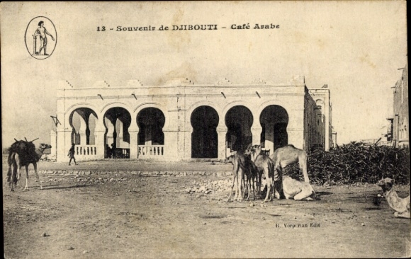 Ak Djibouti Dschibuti, Cafe Arabe, arabisches Kaffeehaus