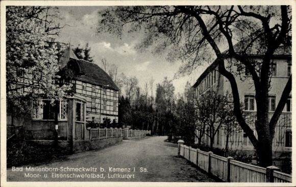 Postcard Bad Marienborn Schmeckwitz Räckelwitz Oberlausitz, street, houses