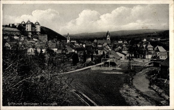 Postcard Gemünden im Hunsrück, partial view