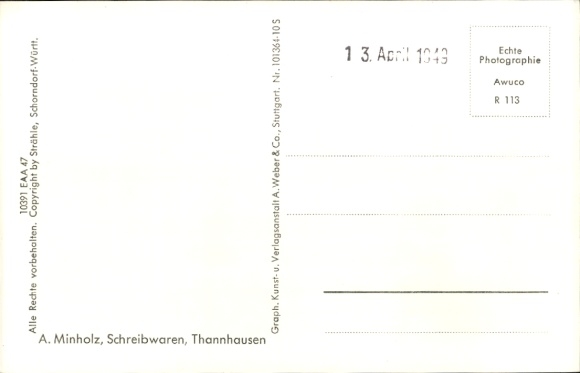 Postcard Thannhausen in Swabia, aerial photograph