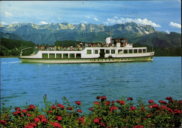 Postcard Ammersee, steamer