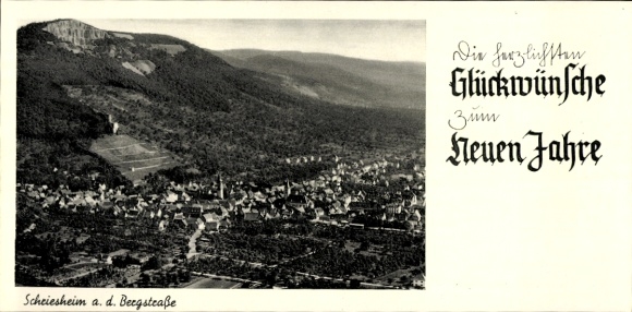 Postcard Schriesheim an der Bergstraße, landscape view, New Year's greetings