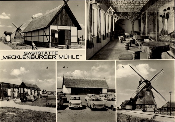 Postcard Groß Stieten in Mecklenburg, restaurant Mecklenburger Mühle, gallery, aviary, animal enclosure