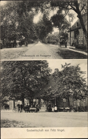Postcard Wietzen in Lower Saxony, inn, street section