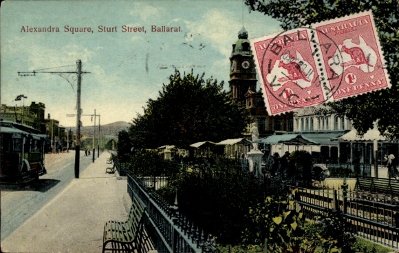 Ak Ballarat Victoria Australien, Alexandra Square, Sturt Street