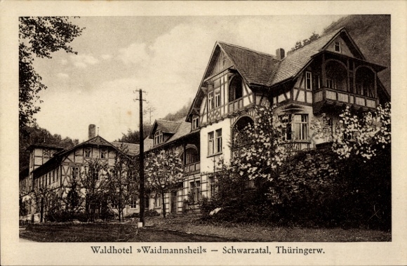 Ak Bad Blankenburg in Thüringen, Schwarzatal, Waldhotel Waidmannsheil