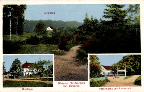 Ak Nimbschen Grimma in Sachsen, Kloster Nimbschen, Klostergut, Forsthaus, Kloster Nimbschen, Park