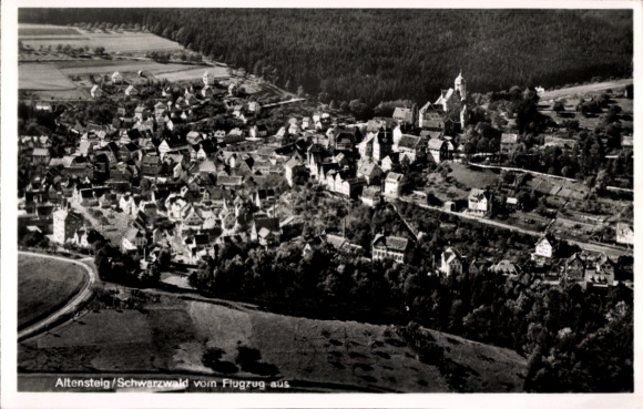 Postcard Altensteig in the district of Calw Baden Württemberg, aerial photograph of the place