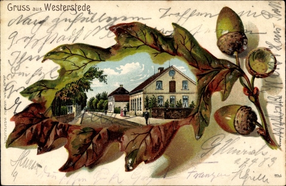 Oak leaf litho Westerstede in Oldenburg Ammerland, street section