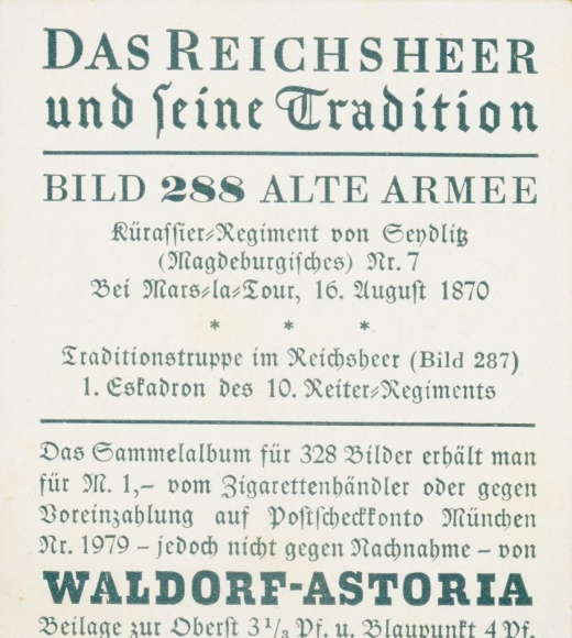 Collection picture The Imperial Army and its tradition, picture 288 Old army, cuirass. Rgt. Sendlitz, 1870