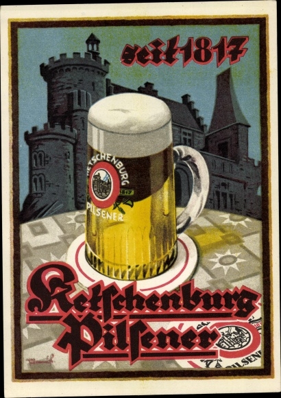 Artist PC advertising, Ketschenburg Pilsener, brewery, beer glass