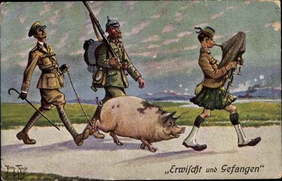 Artist PC Thiele, Arthur, pig as a prisoner, caught and caught, Scotsman