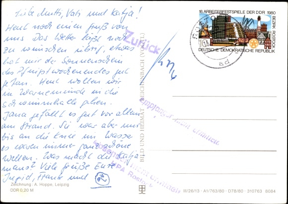 Maps Postcard Baltic resort Warnemünde Rostock, Graal-Müritz, Kuehlungsborn, Dierhagen, Bad Doberan