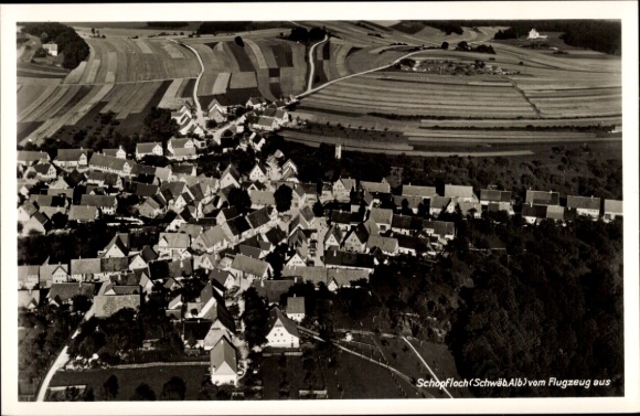 Postcard Schopfloch Lenningen Swabian Alb Württemberg, aerial photograph