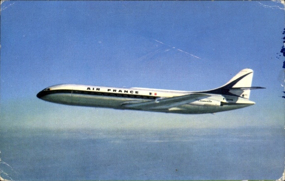 Postcard French passenger aircraft, Air France, Caravelle