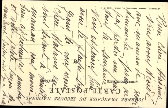 Postcard France, Journee Francaise du Secours National