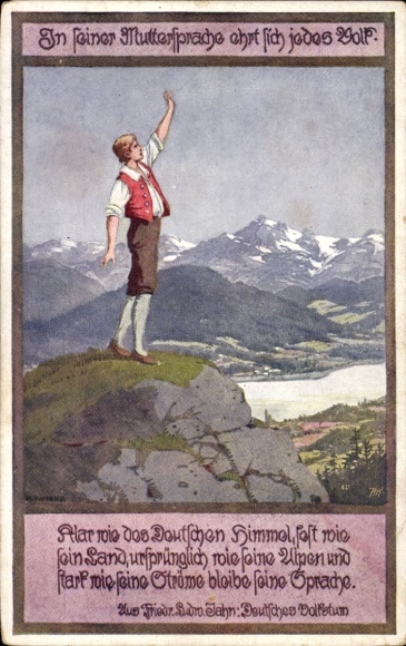 Artist Postcard Kutzer, E., Every people honors itself in its mother tongue, Clear as the German sky