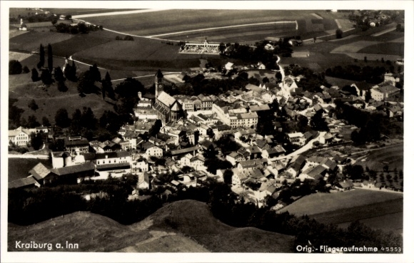 Postcard Kraiburg am Inn Upper Bavaria, aerial photograph