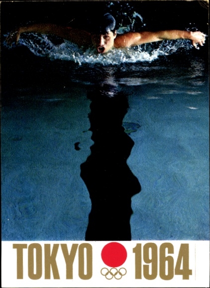 Postcard Tokyo Tokyo Japan, Olympic Games 1964, swimmer
