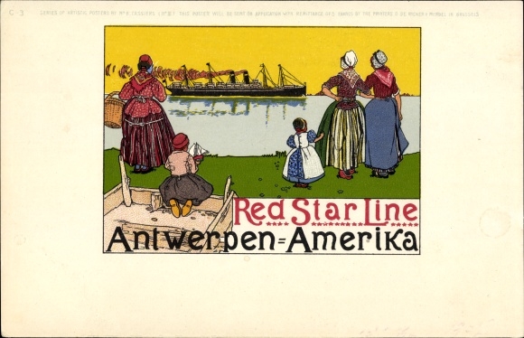 Künstler Ak Red Star Line, Antwerpen Amerika, Passagierdampfer, Belgische Trachten