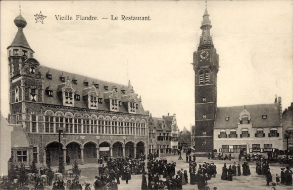 Postcard Gent Liège, World Exhibition 1913, Old Flanders, The Restaurant
