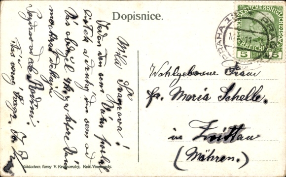 Postcard Praha Prague, Powder Tower, House of the Royal Capital, Trams
