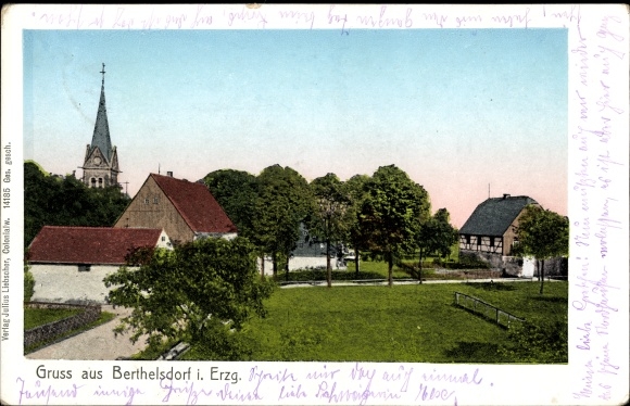PC Berthelsdorf Weißenborn in the Ore Mountains, village section, church tower
