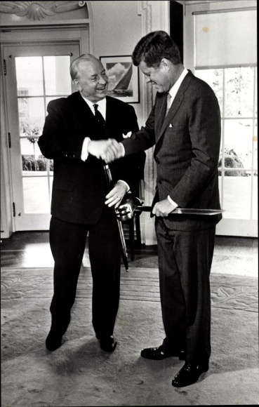 Postcard Vienna selects Dr. Alfons Gorbach, A Worthy Representative of Austria, John F. Kennedy