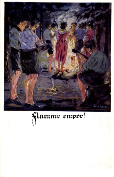 Artist Postcard Amtsberg, Otto, flame up, gymnastics, DT, German Gymnastics Association