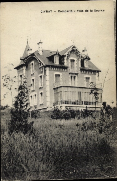 Postcard Civray Cher, Villa de la Source, building front, nature around the building