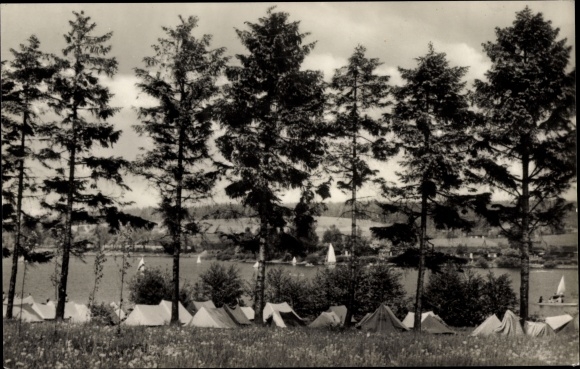 Postcard Malter Dippoldiswalde, tent and bathing life, Maltersee