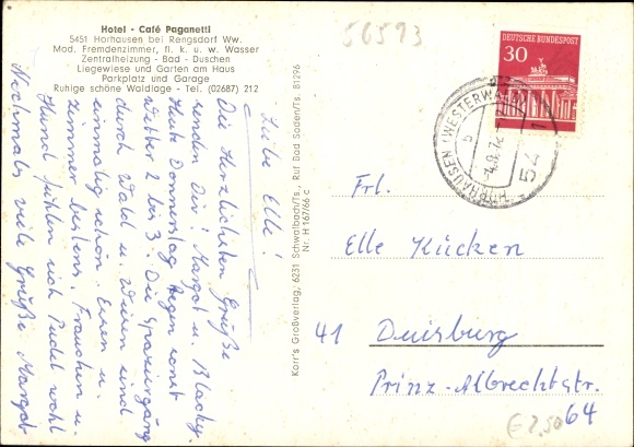 PC Horhausen Westerwald Rhineland Palatinate, partial view, church, Hotel Paganetti, forest, part of the way