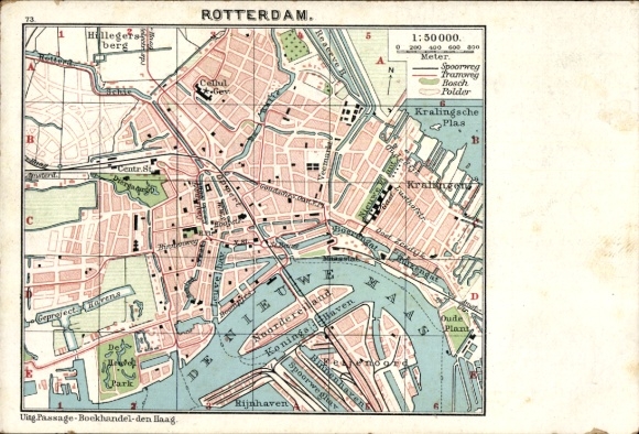 Plan miasta Rotterdam Holandia Południowa Holandia, Kralingen, Kralingsche Plas, New Maas