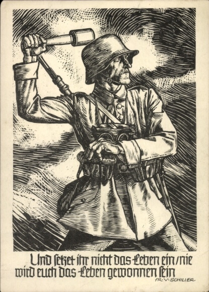 Kunstenaar Ak Sluyterman von Langeweyde, Georg, En riskeer je leven niet, handgranaat, WO II
