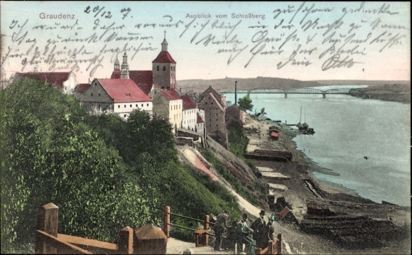 Ak Grudziądz Graudenz Westpreußen, Gesamtansicht, Schlossberg