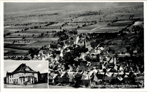 Ak Eschbach im Markgräflerland, Fliegeraufnahme, Geschäftshaus