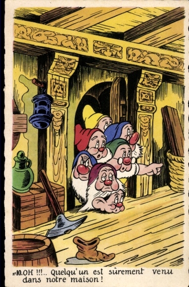 Postcard Walt Disney, Snow White and the Seven Dwarfs, Dwarf House