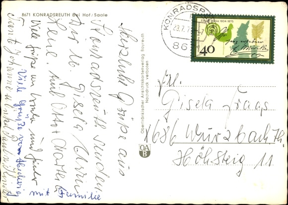 Postcard Konradsreuth in Upper Franconia, church