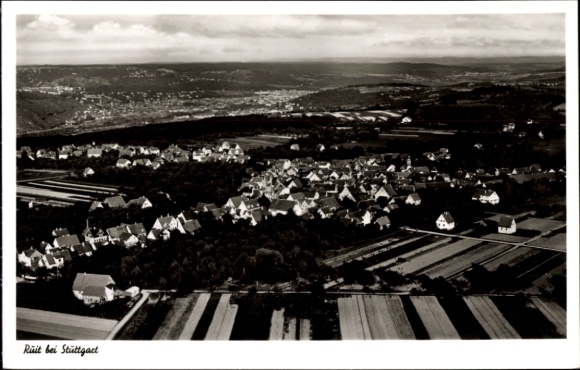 Postcard Ruit near Stuttgart Ostfildern in Baden, aerial photograph