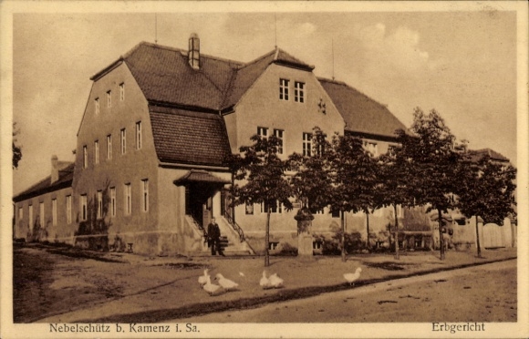 Ak Nebelschütz in der Oberlausitz Sachsen, Gasthaus Erbgericht, Inh. Max Richter