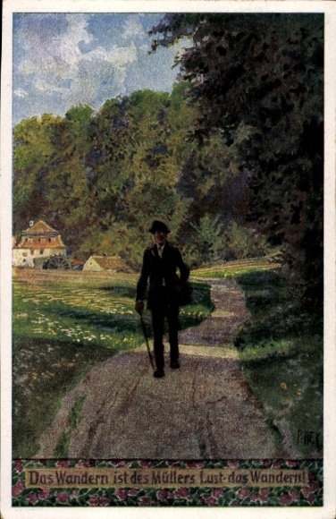 Song Artist Postcard Hey, Paul, Walking is the Miller's Joy, Folk Song Card No. 64