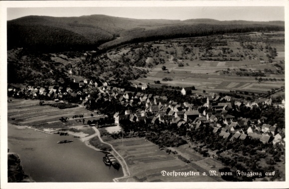Postcard Dorfprozelten am Main Lower Franconia, aerial photograph