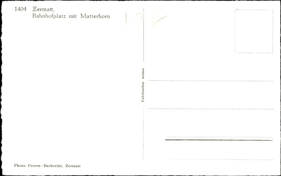 Postcard Zermatt Canton of Valais Switzerland, Bahnhofplatz and Matterhorn