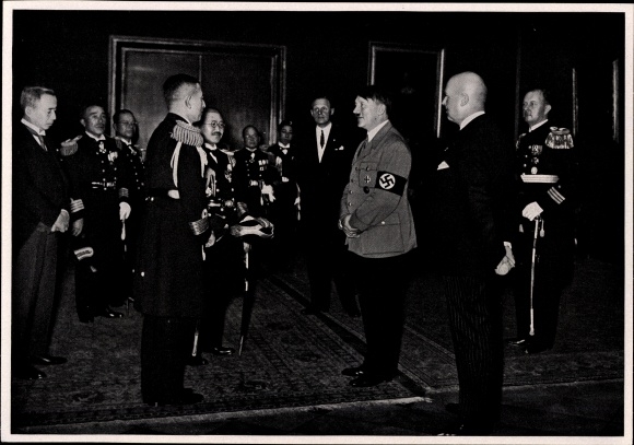 Sammelbild Adolf Hitler, Japanische Marineabordnung, 1934, Reichskanzlei, Sammelwerk Nr. 15 Bild 78