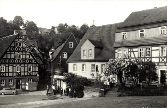 Ak Hohnstein Sächsische Schweiz, Markt, Fachwerkhaus
