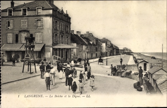 Ak Langrune Calvados, La Brèche et la Digue
